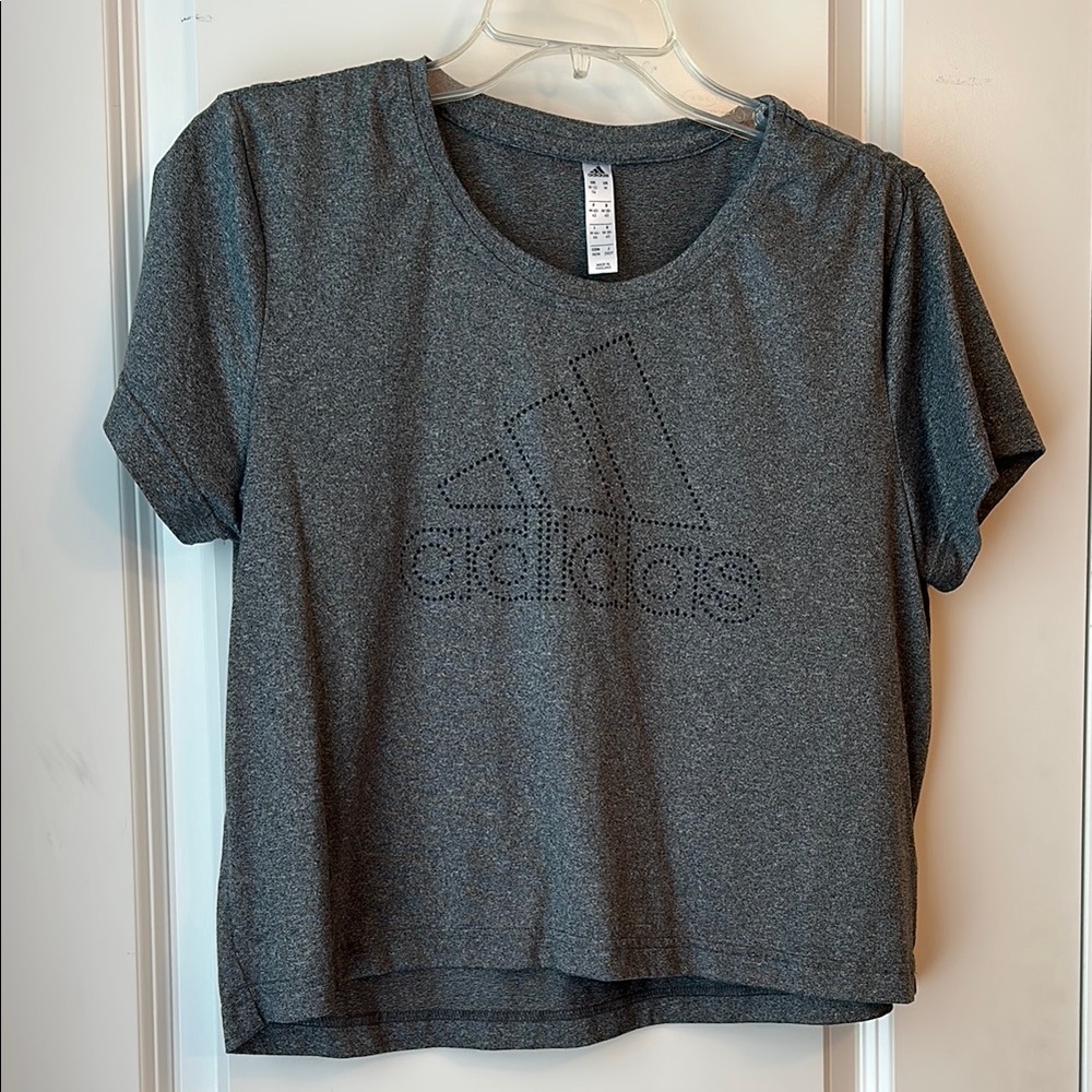 Adidas Gray Boxy Crop T-Shirt Short Sleeve